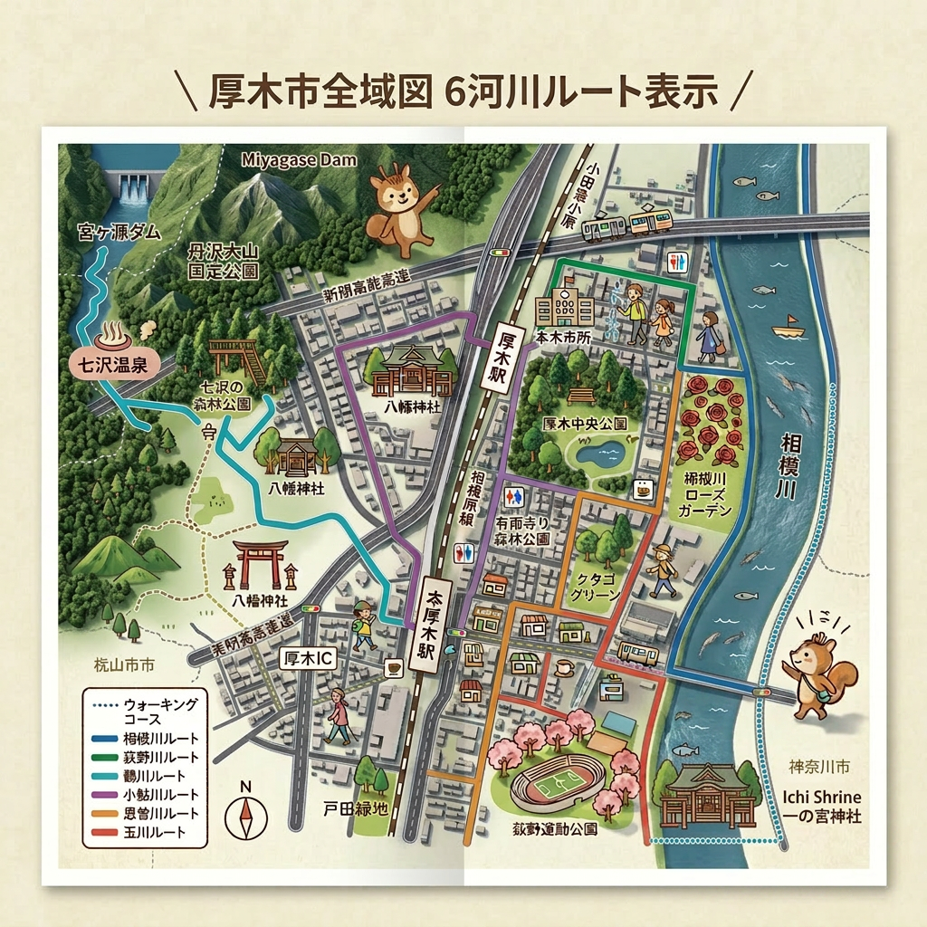 厚木市ウォーキングマップ　歩いてみた！